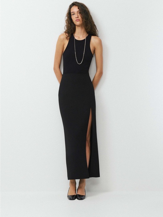 Express Dresses & Skirts - Express Sleeveless Ponte Racerback black Midi Dress with slit size small